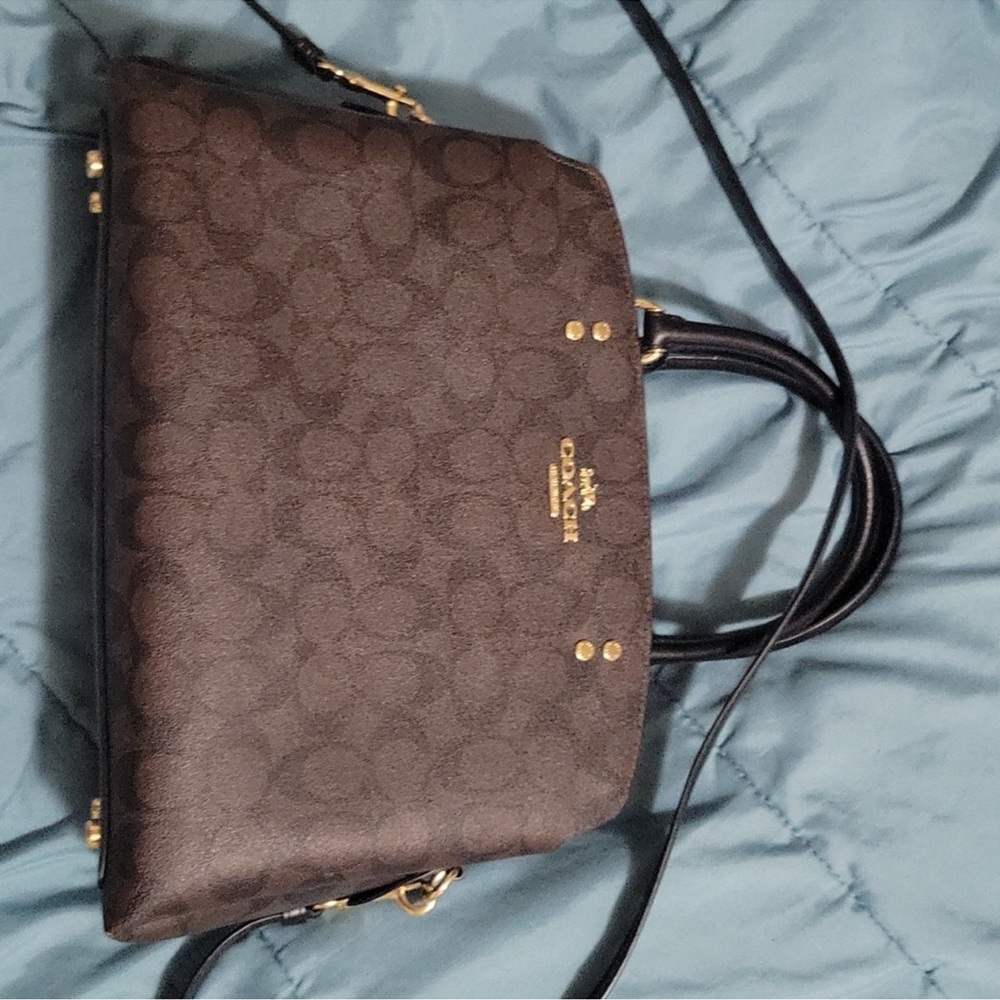 Coach Dark Brown Signature Satchel